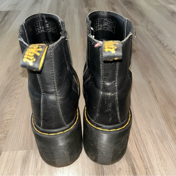 Dr. Martens Black Heeled platform chunky Boots with Yellow Stitching - Picture 4 of 7